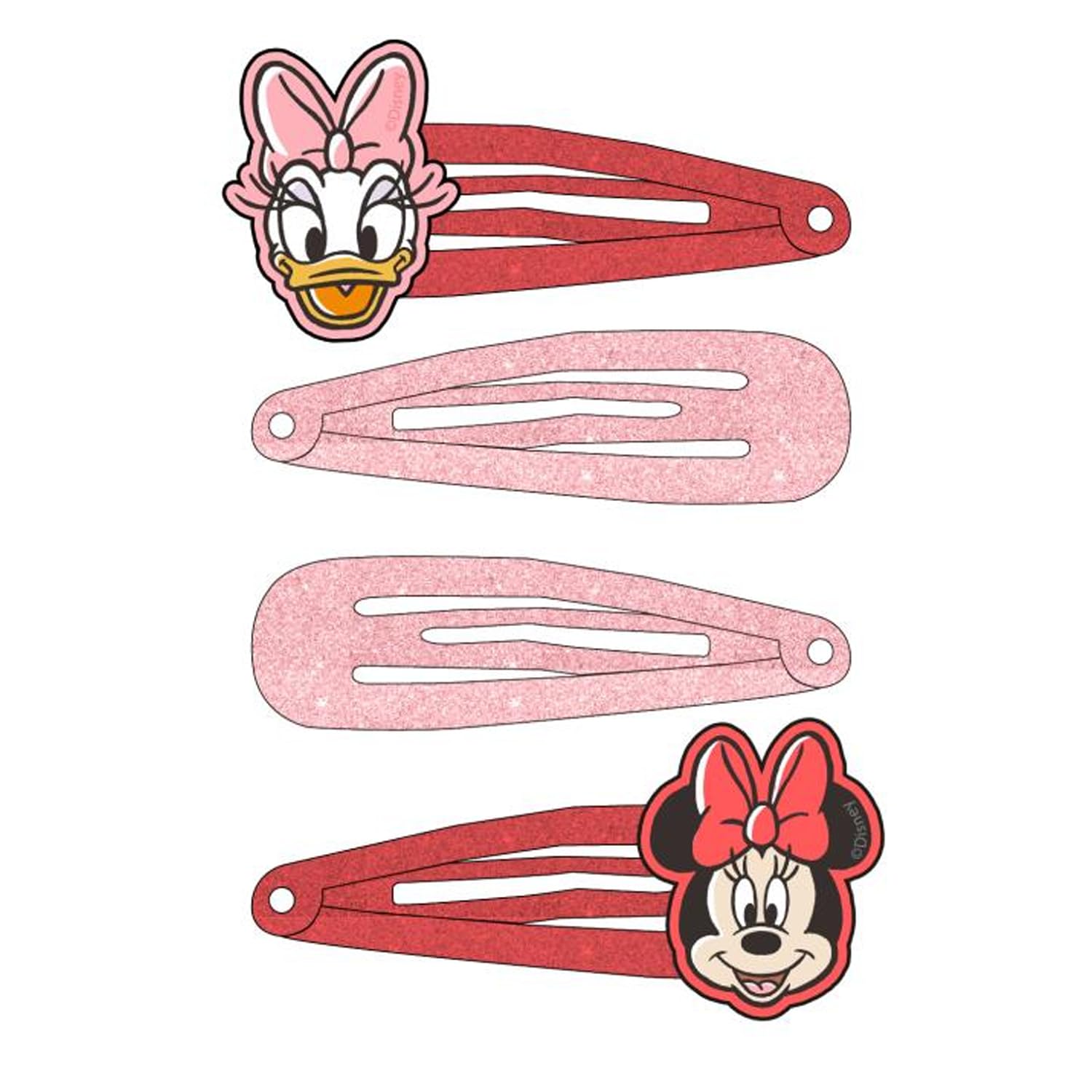 Minnie Mouse and Friends spinki do włosów zestaw kosmetyczny dla dziewcząt z kokardą na górze i brokatem - zestaw zawiera 4 spinki do włosów