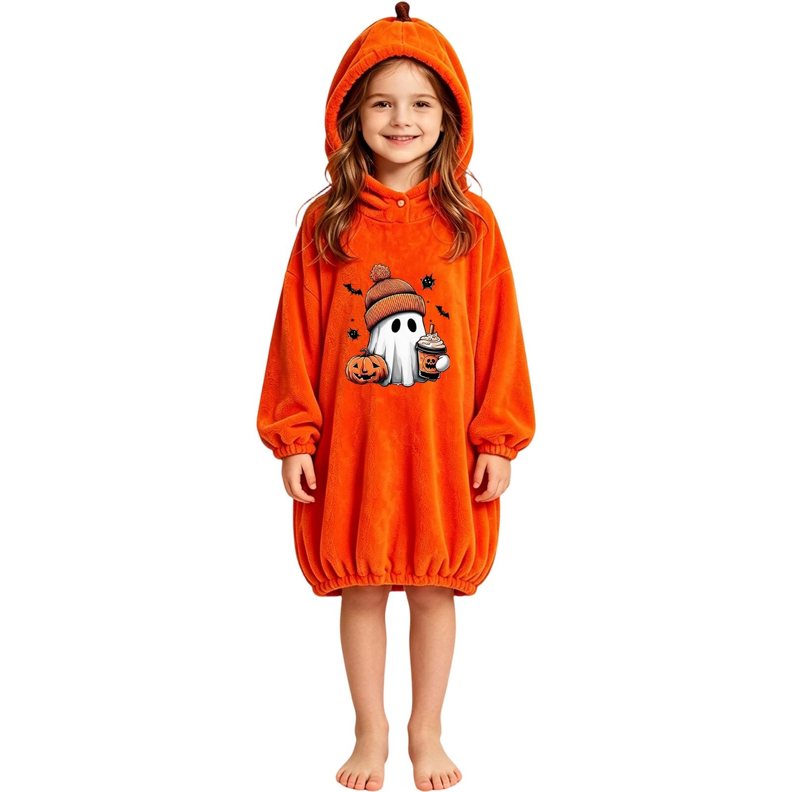 Sudadera con capucha de calabaza para niñas