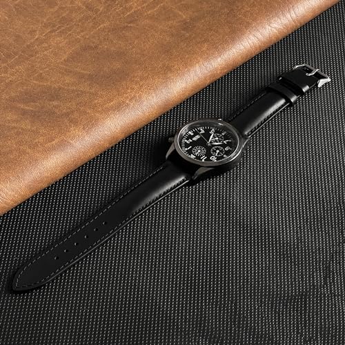 Vinacreations Men's Vintage Full Grain Leather Watch Bands - Quick Release 18-22mm Replacement Straps