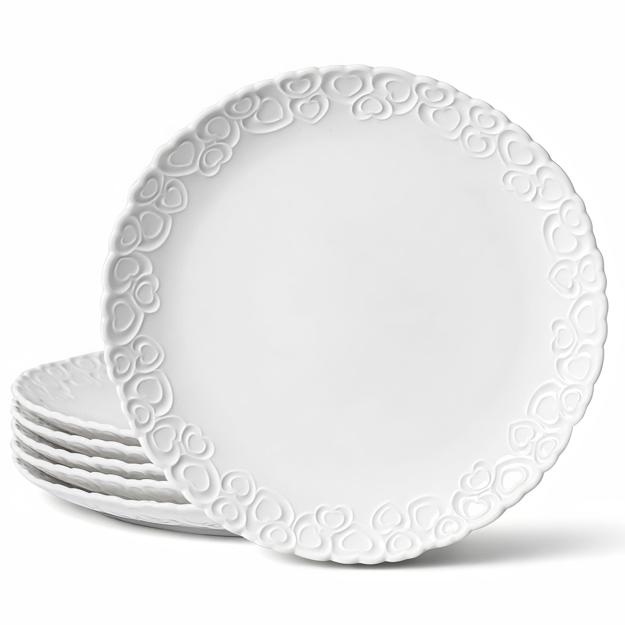 Heartbeat Dinner Plates Set of 6 10 5 Porcelain Plate Snack Ice Cream Waffles Dinner Salad Plate for