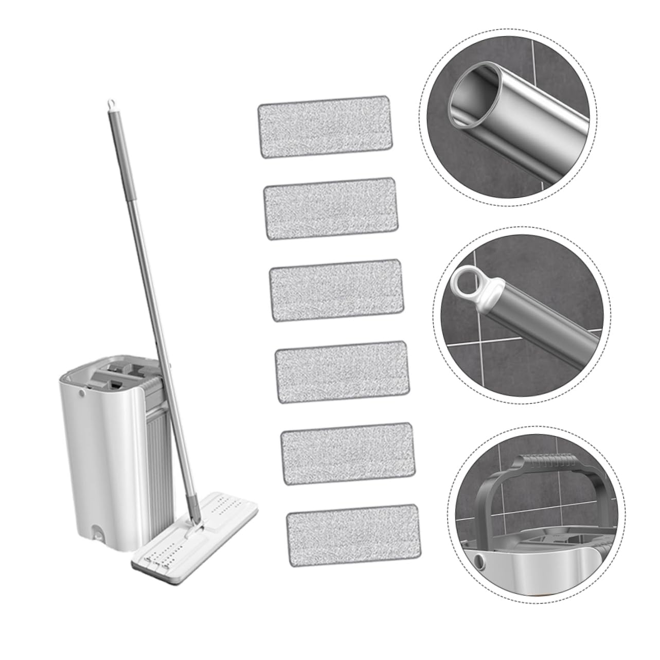 1juego Mopa De Limpieza Cubo y Paños Reemplazables Mopas De Microfibra para Hogar Trapeador y Práctico para Suelos De Azulejos y Concreto