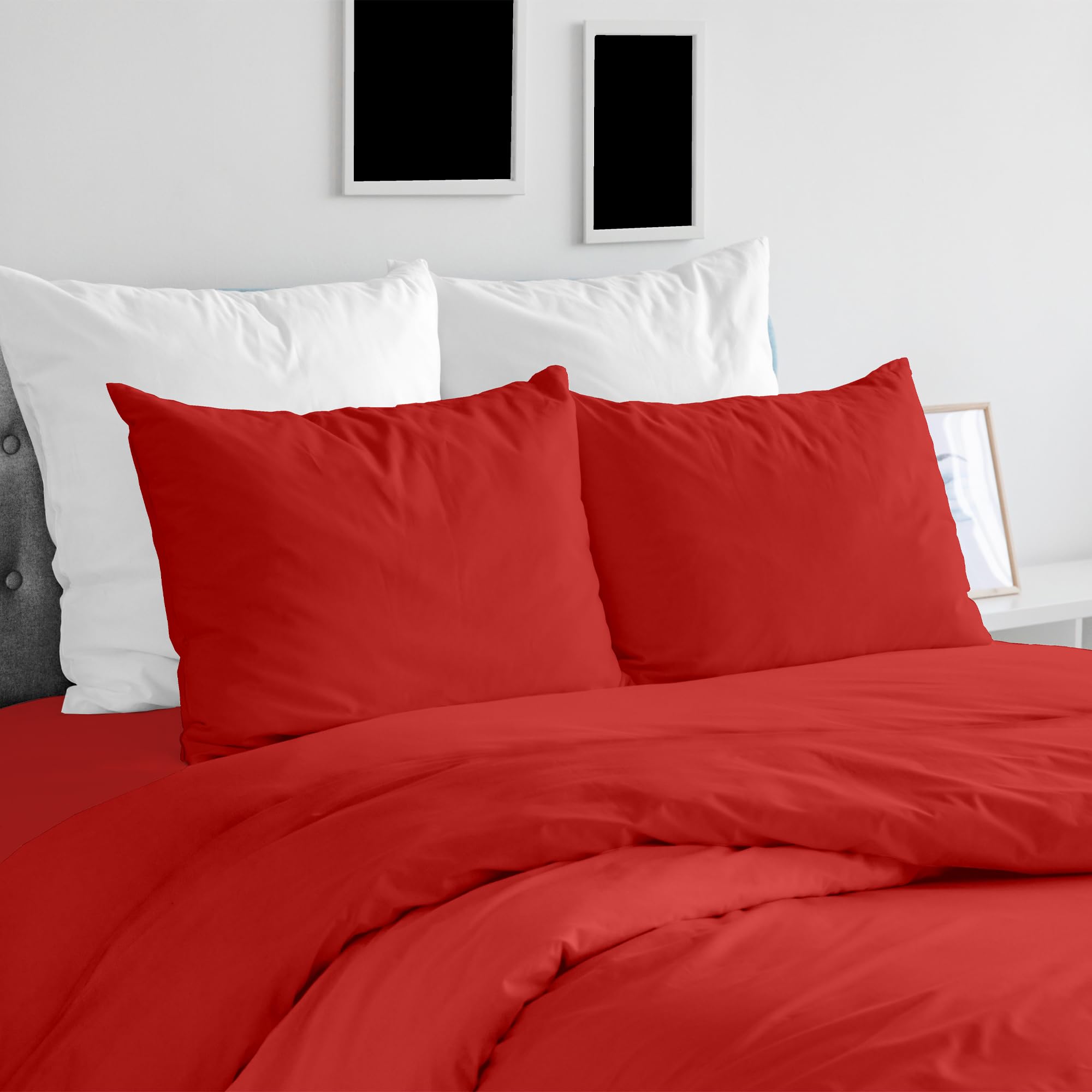 Ruggeri Set Lenzuola Completo Copripiumino Matrimoniale, Cotone, Rosso | 1 sacco copripiumino 250x200 cm risvolto 40 cm 1 lenzuolo angoli 170x200 cm alto 25 cm 2 federe 50x80 cm chiusura sacco 20 cm