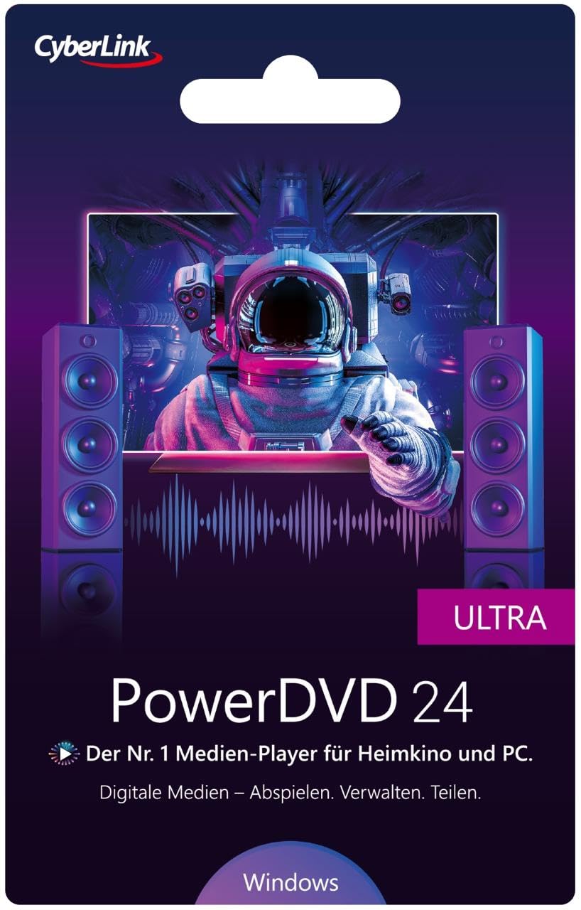 CyberLink PowerDVD 24 Ultra - Preisgekrönter Player für digitale Medien, Blu-ray- und DVD-Disc - Spielt praktisch jedes Dateiformat ab - Dauerlizenz für Windows (ProduktKeyCard) #PKC