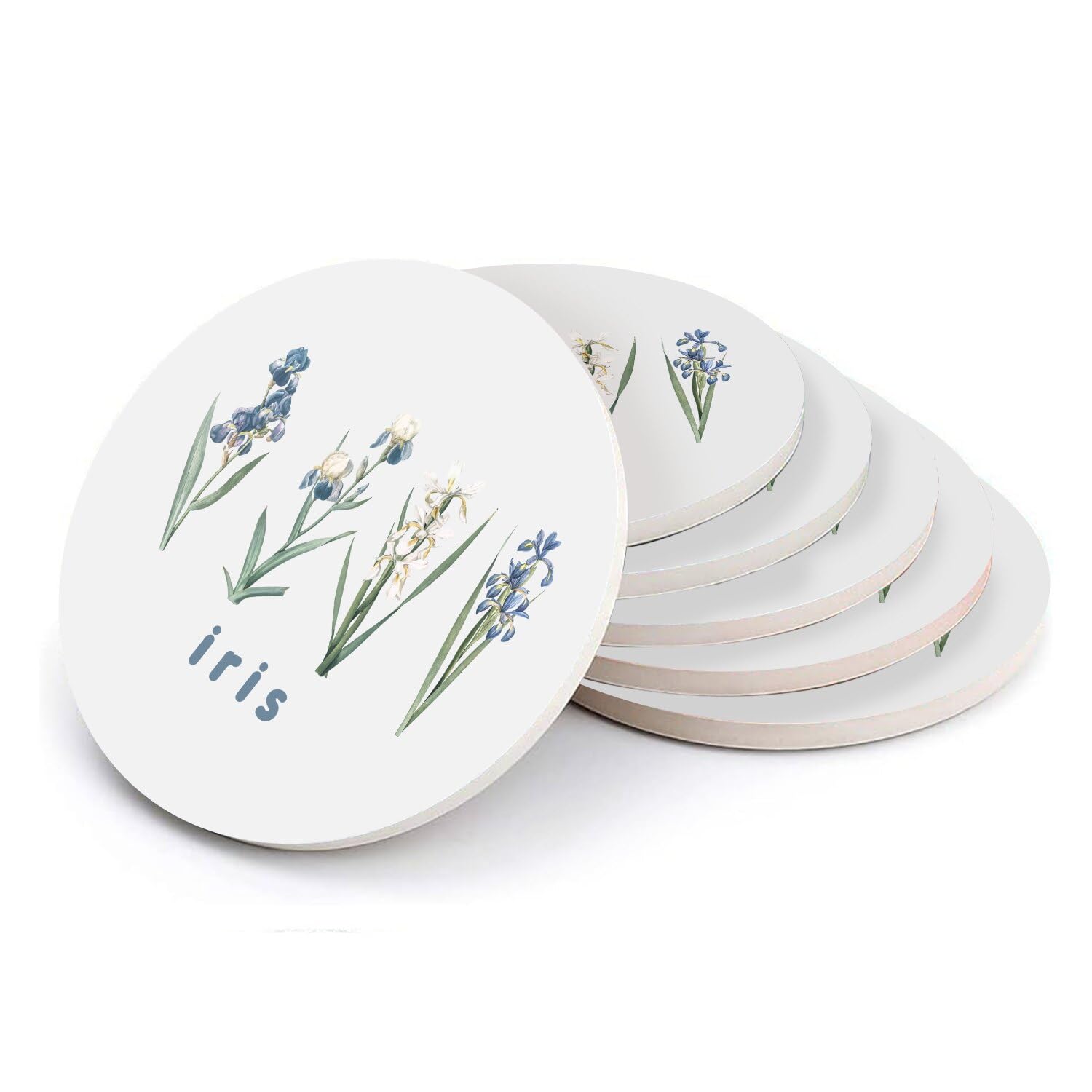 Sous verre ronds en céramique iris lot de 6 dessous de verre chic