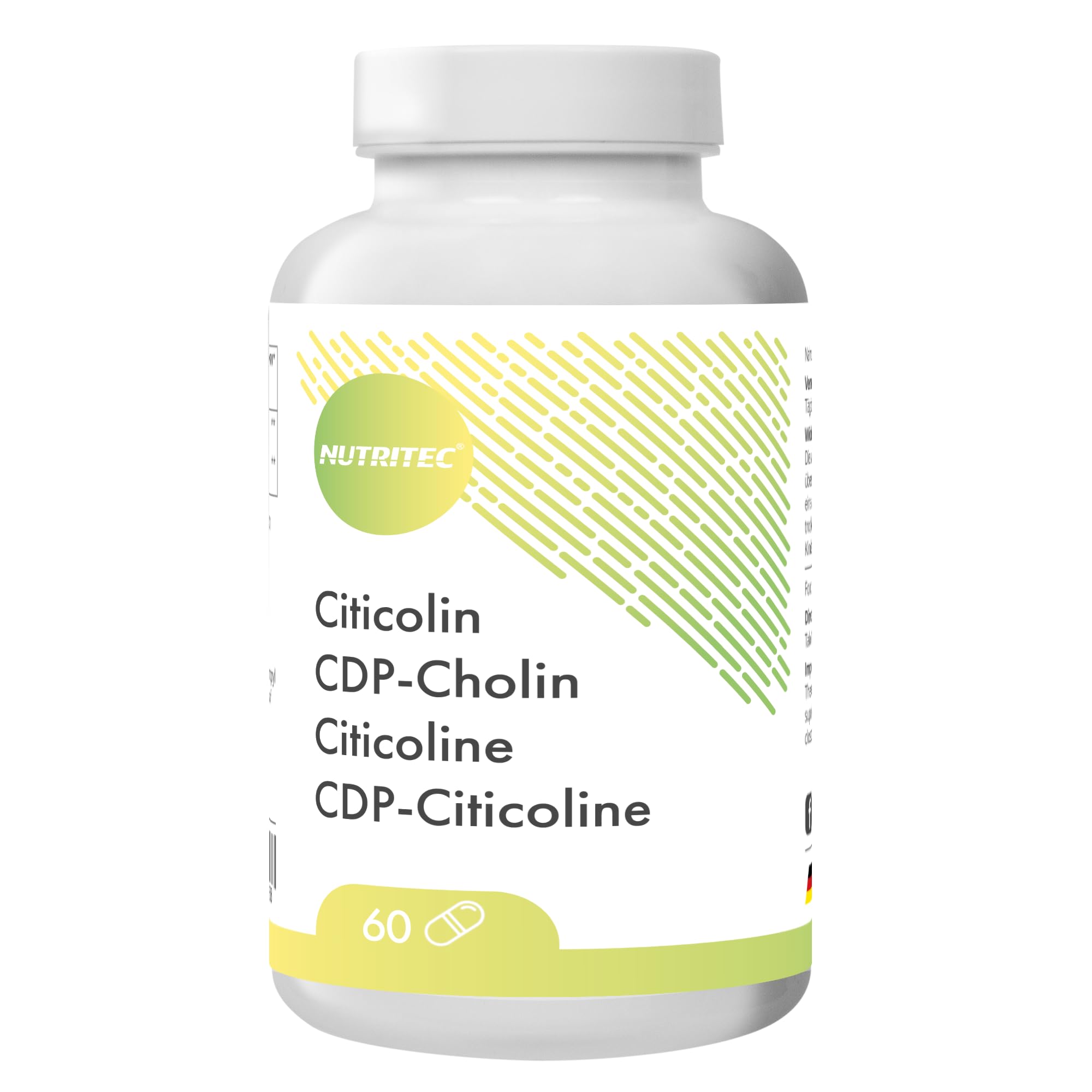CDP-Cholin 250 mg Citicolin pro Kapsel, bis zum 500 mg Citicholin pro Tagesdosis - 60 Kapseln, vegan