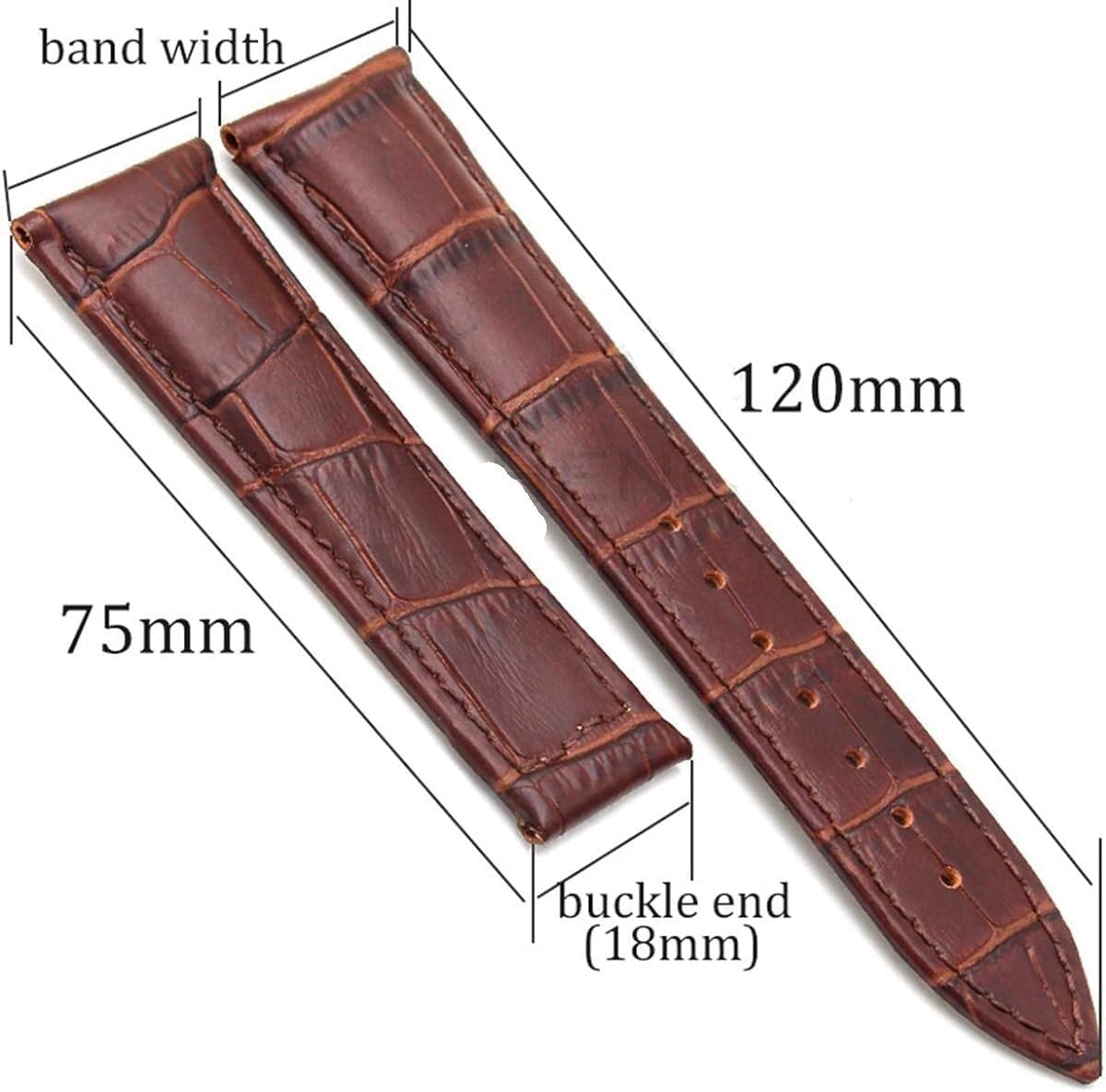 20mm 22mm Langlebige Uhrenarmbänder Gürtel Männer Frauen Leder Uhrenarmband Armband Faltschließe Zubehör, Braun, 22mm Roségold Verschluss