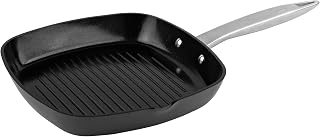 Zyliss Ultimate Pro Square Ceramic Grill Pan - Durable Grill Pan with Non-Stick Coating - Food- & Oven-Safe Pan for Grilling & More - Everyday Pan with Pouring Spout - 10"