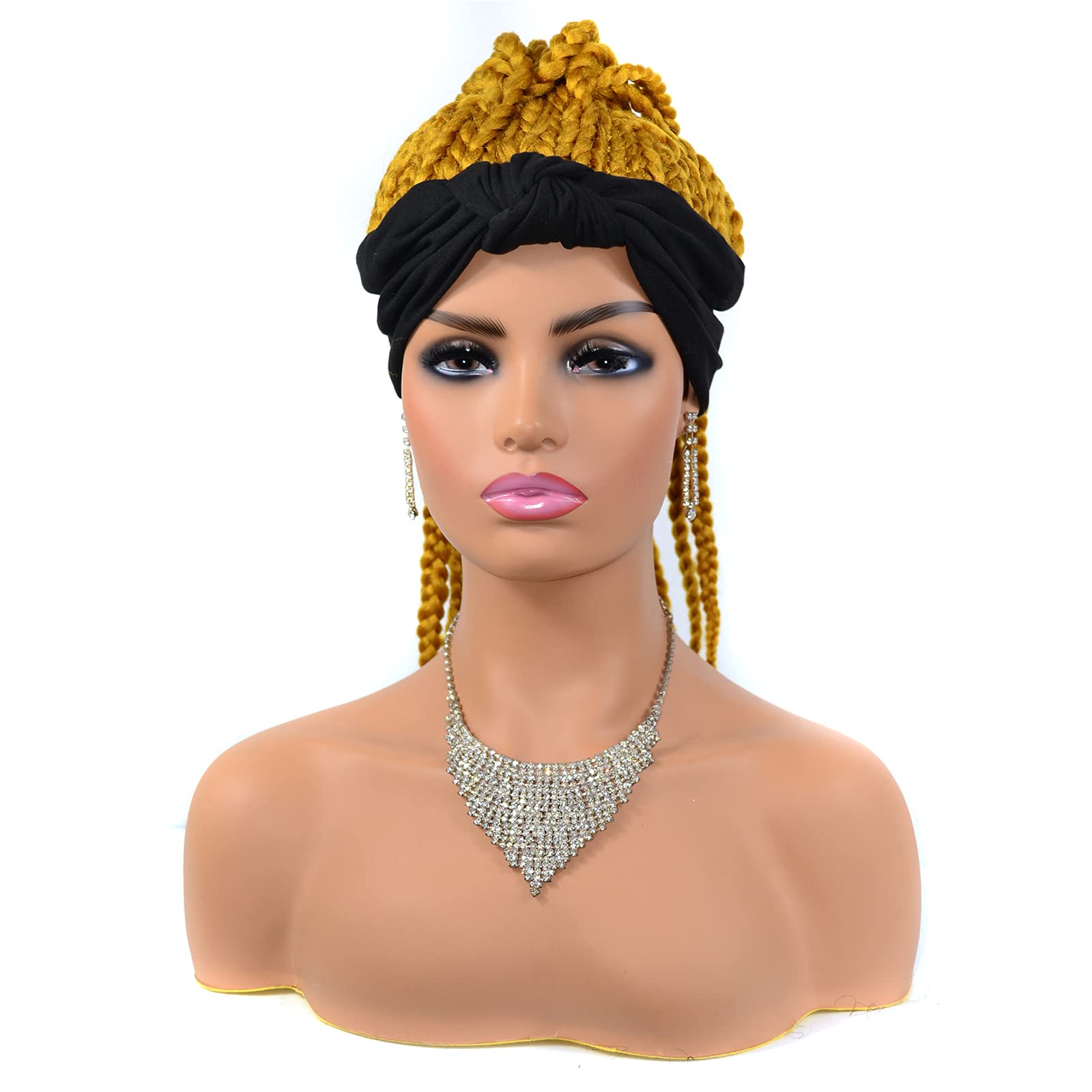 Foulard turban noir perruque tresse pour masquer la repousse rapidement