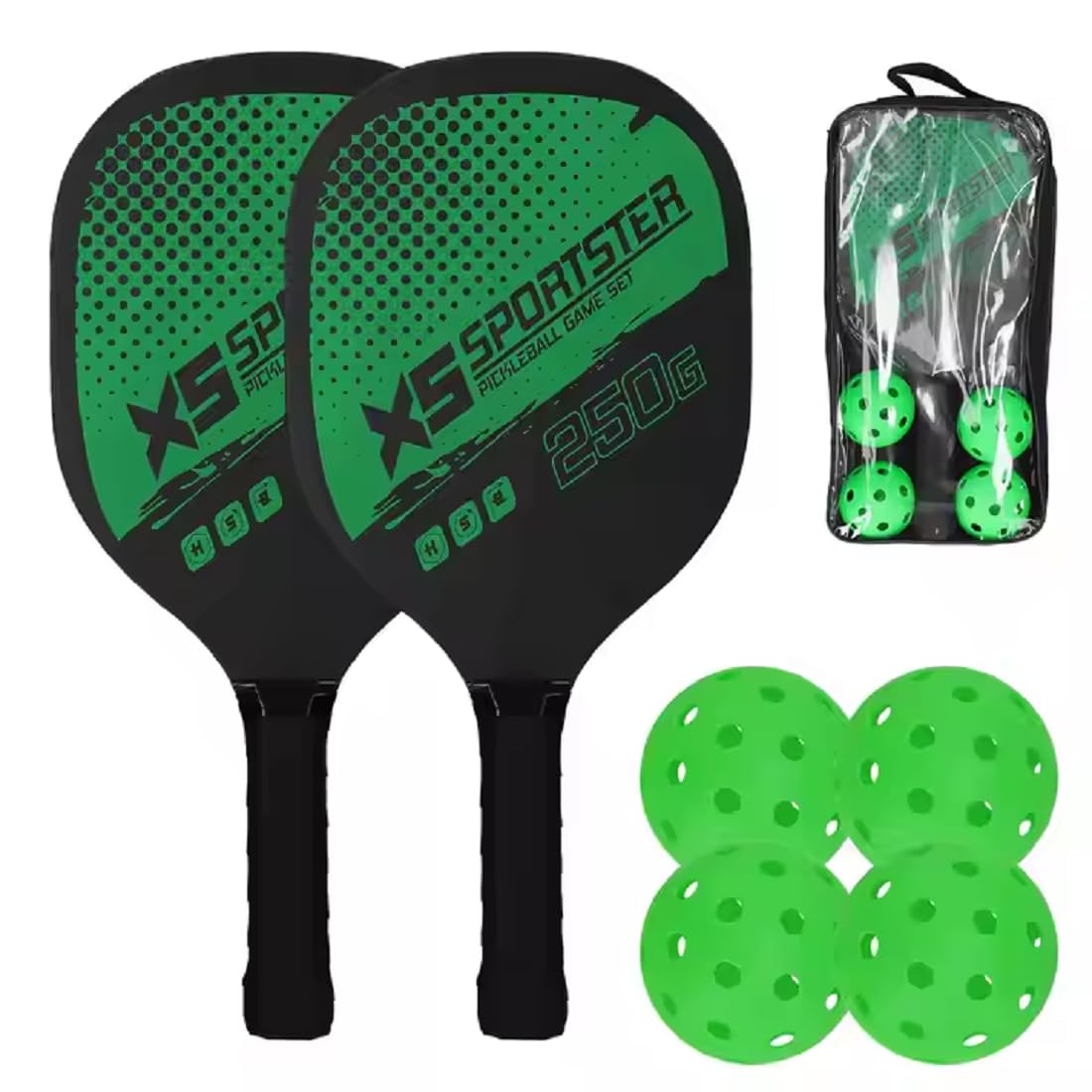 SEAHAVEN Pickleball Paddles Kit with 4 Balls & Portable Bag, Pickleball Racket for Kids Adults Outdoor Family Game Kit Gift for Boys Girls-image-31