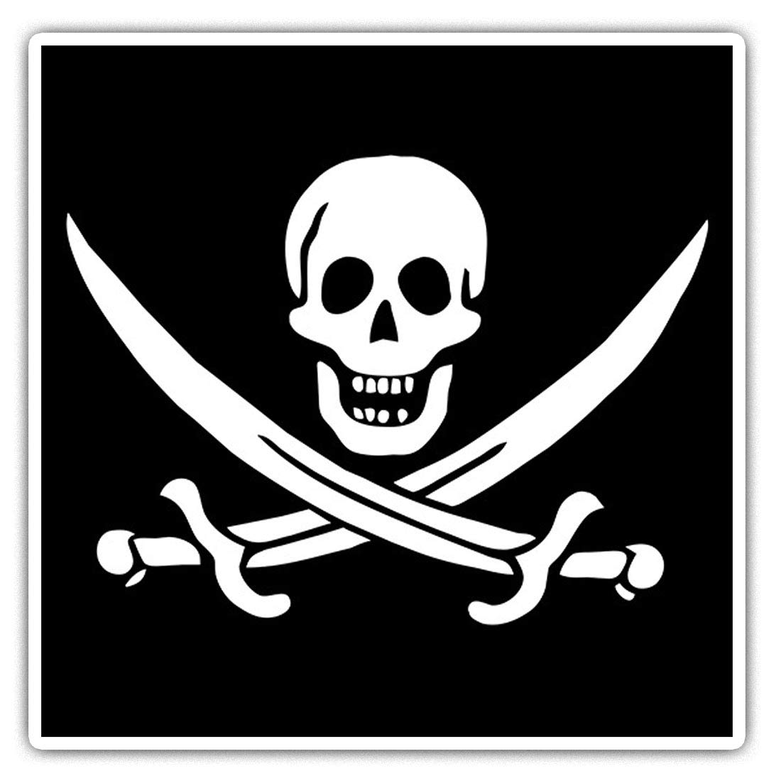 Square Stickers (Set of 2) 7.5cm - Pirate Flag Jolly Roger Ship Skull Laptop Tablet Luggage Scrapbook #24025