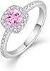 Promise Ring for Women 925 Sterling Silver Princess Cut Halo Birthstone Ring for Her Brides Wife Size 5-10