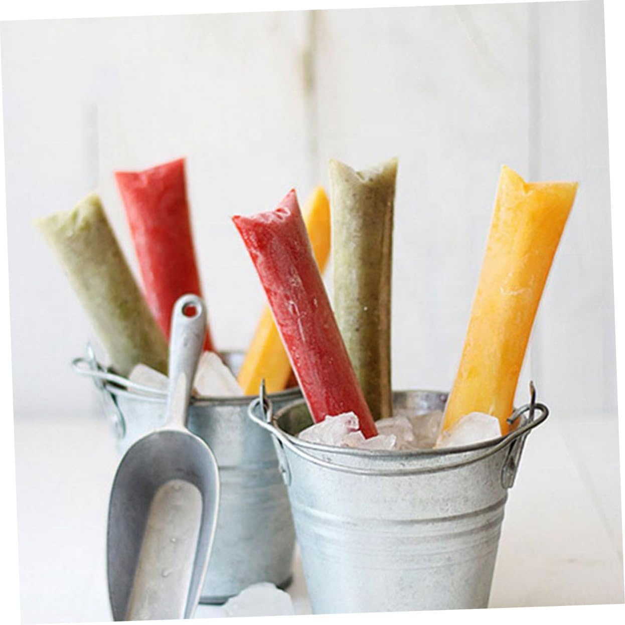 Baluue 200pcs Self-sealing Ice Making Bags Funnel Transparent Ice Candy Mold Pouches for Homemade for Treats and Desserts