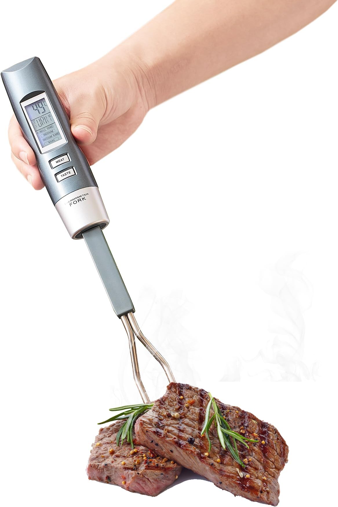 Meat Thermometer Fork with Electronic Ready Alarm, Digital Cooking Thermometer with Instant Read, LCD Display and Led Light, Grill Thermometers for BBQ Grilling Gadgets Steak Pork