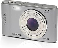 Minolta MND20 44MP Digital Camera: 2.7K Quad HD Video, 16X Zoom, Anti-Shake, Time Lapse, Face Detection - Compact Silver Point & Shoot