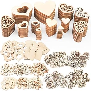 VGOODALL Drewniane serca, 500 szt., drewniane krążki, serce, dekoracja do majsterkowania, dekoracja weselna, stół, Boże Narodzenie, urodziny, chrzest, Walentynki, zawieszki na prezenty