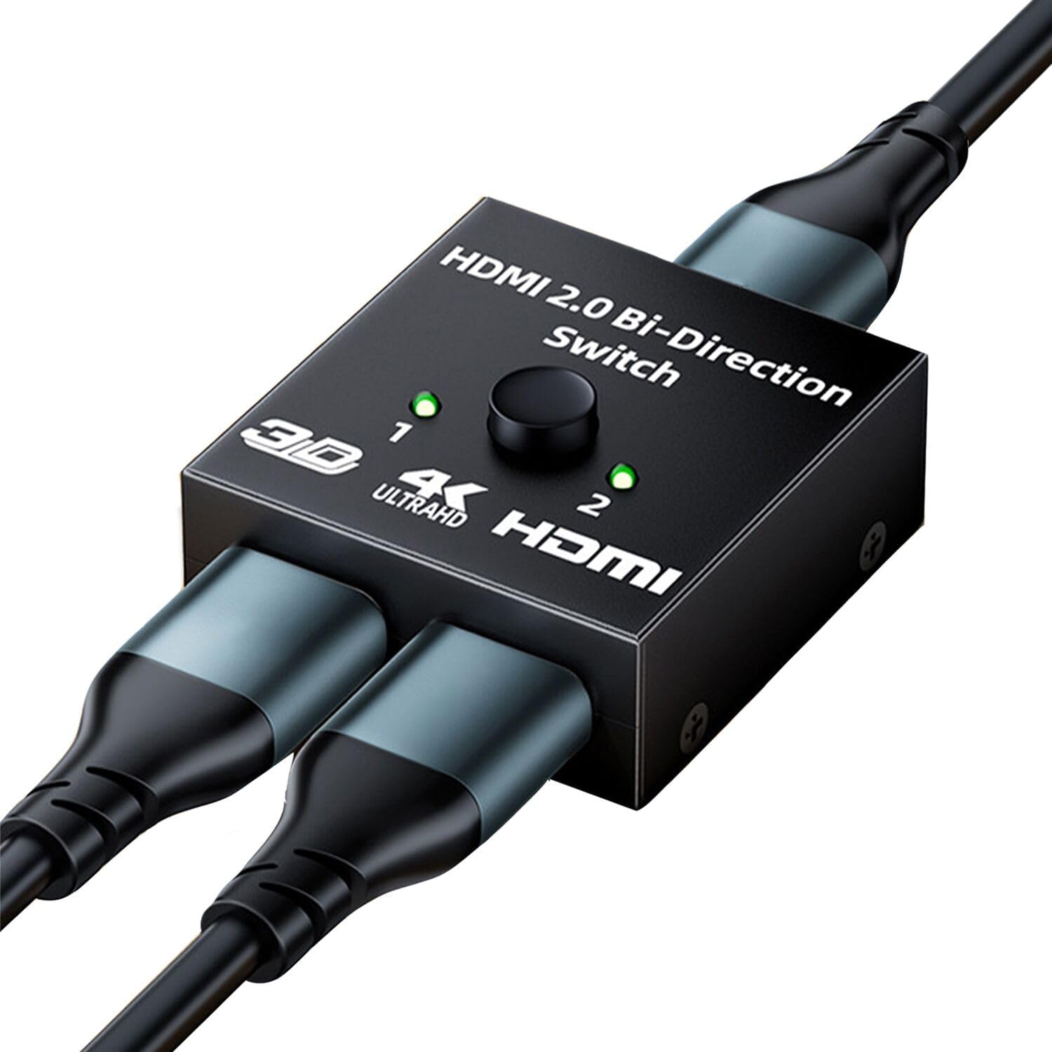 HDMI Switcher 2 in 1 Out, 4K@60HZ HDMI Splitter 1 in 2 Out Adapter for Dual Monitors, Bi-Directional HDMI Adapter Compatible with Fire Stick Apple TV Xbox PS5/4/3 Blu-Ray HDTV