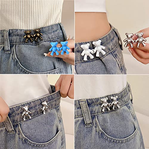 10Pairs Bear Jean Buttons Pins, Jean Pant Waist Tightener, No Sewing Required, Detachable Button Adjuster For Loose Jeans, Pants Tightener Clip For Waist #TOP6