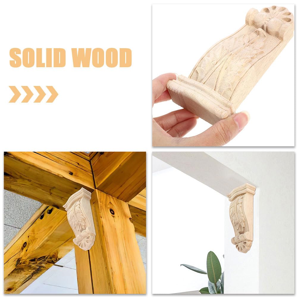 MAGICLULU 4stücke Geschnitzte Holzkonsole Im Europäischen Stil Kleine Rustikale Wandverkleidung Dekorative Römische Säulen Für Wohnraum Langlebige Massivholz-konsolen Für Vielseitige Anwendungen