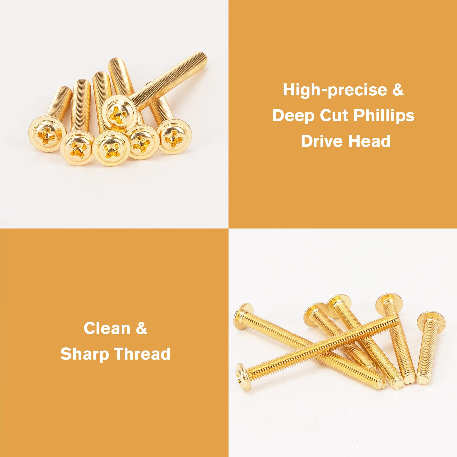WELLOCKS Cabinet Handle Screws, Gold, M4×25-50mm (100 PCS) - Image 3