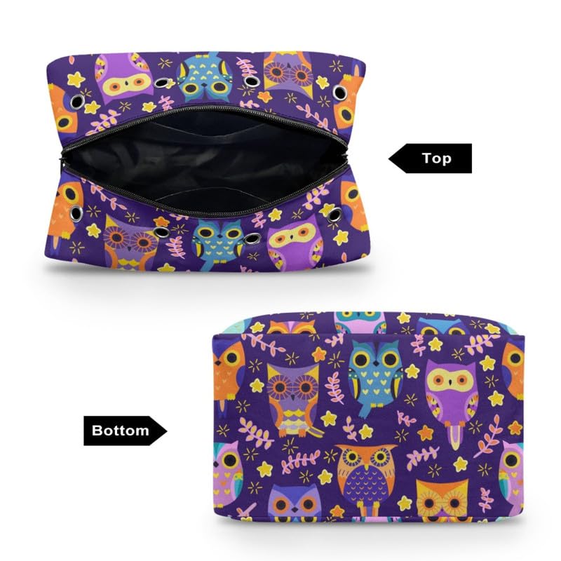 Kuiaobaty Owls Print Crochet Bag Purple Knitting Bag with Hole, Novelty Owl Birds Wool Bag Yarn Holder Sewing Storage Bag - Image 4