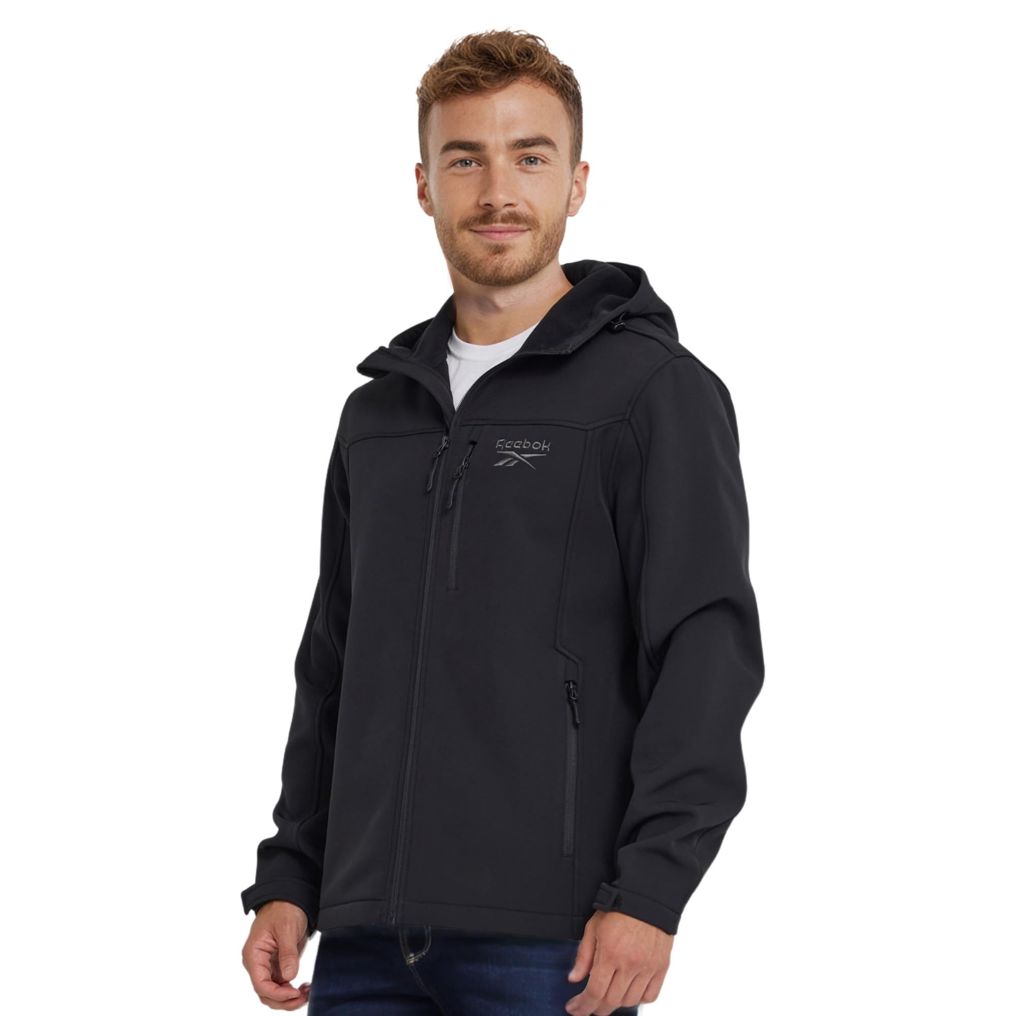 Reebok Waterproof Soft Shell Rain Jacket Men - Rain Coat, Softshell Windbreaker with Hood