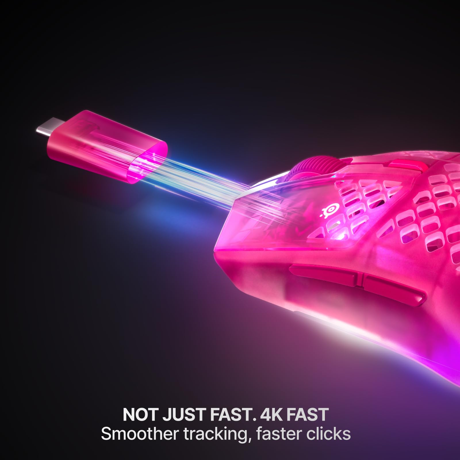 SteelSeries Aerox 3 Wireless Gen 2 - Super-Light 68g Gaming Mouse, 4K Polling, 26K DPI Optical Sensor, 200 Hour Battery, IP54 Water Resistant, 80m Click Durability, RGB, 100% PTFE Feet - Magenta Haze - 3
