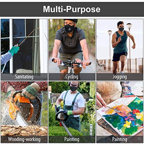 FamBrow Dust Mask with Filters Washable Sports Face Mask with Breathing Valve & 8 Filters for Adults Running, Cycling, Allergy, Woodworking, Mowing, Outdoor Activities (Black) - Thumbnail 2