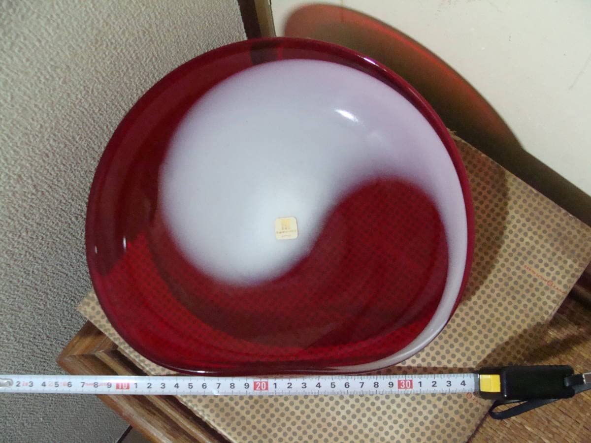 Amazon.co.jp: マルティグラス 赤 乳白ガラス大皿 鉢 昭和レトロ 色