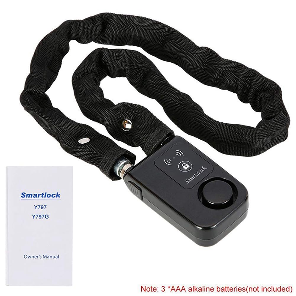 Keyless Chain Lock Bluetooth Bike/Motorcycle Gate/zamek do drzwi, alarm antykradzieżowy, 110 DB, aplikacja na telefon, kontrolowana, czarna