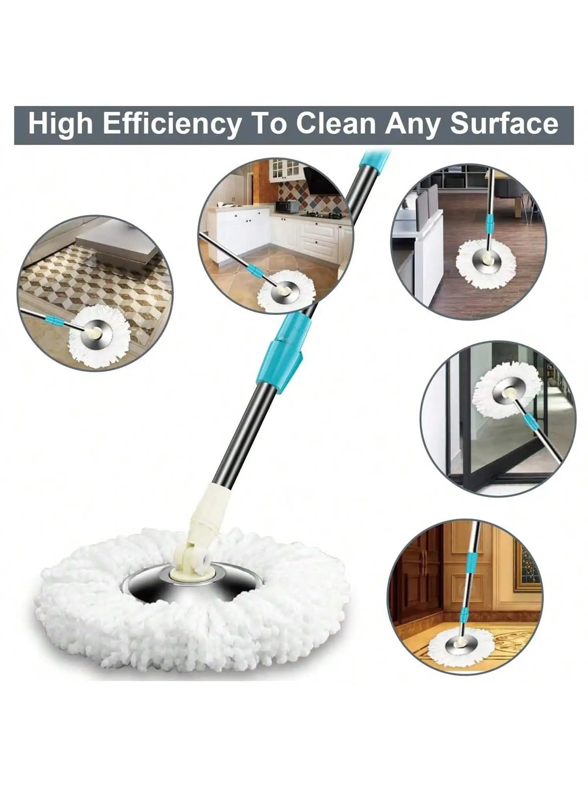 Cabeza de fregona Paquete de 4 Cabezales fregona giratoria Microfibra tamaño estándar(6 Pack mop)