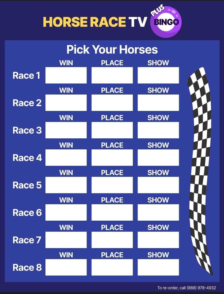 Example of a 'Pick Your Horses' form for the Horse Race TV game.