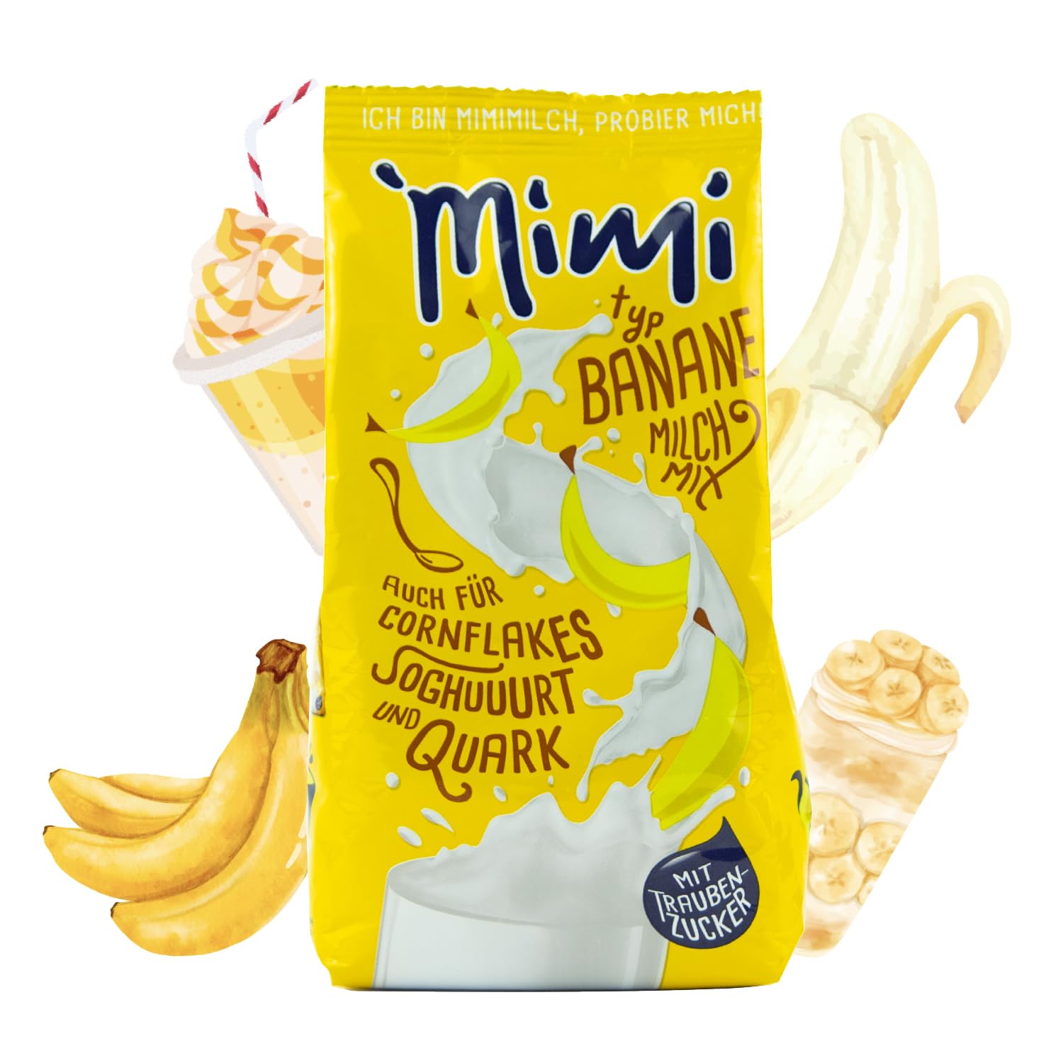 Fraix Mimi Milk Milk Banana Bebida Polvo 6 x 400 g – Pack de 6 – Polvo de bebida soluble en leche con sabor a plátano – Soluble en frío y caliente – Ideal para ocio, camping, viajes