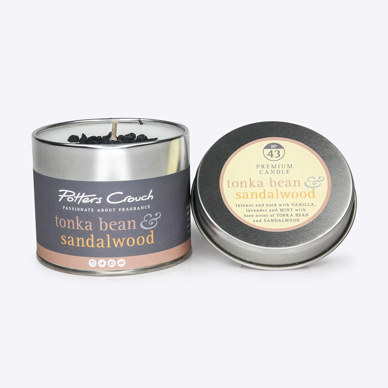 Potters Crouch White - Candle Tin - Tonka Bean And Sandalwood
