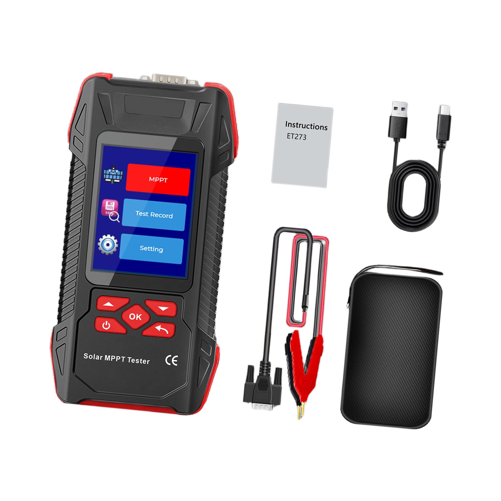 Cazstyk Et273 Advanced Solar Tester With Mppt For Panels Batteries Inverters Featuring Lcd Display Data Storage Measuring Power Voltages Current Data Storage Photovoltaic Tester