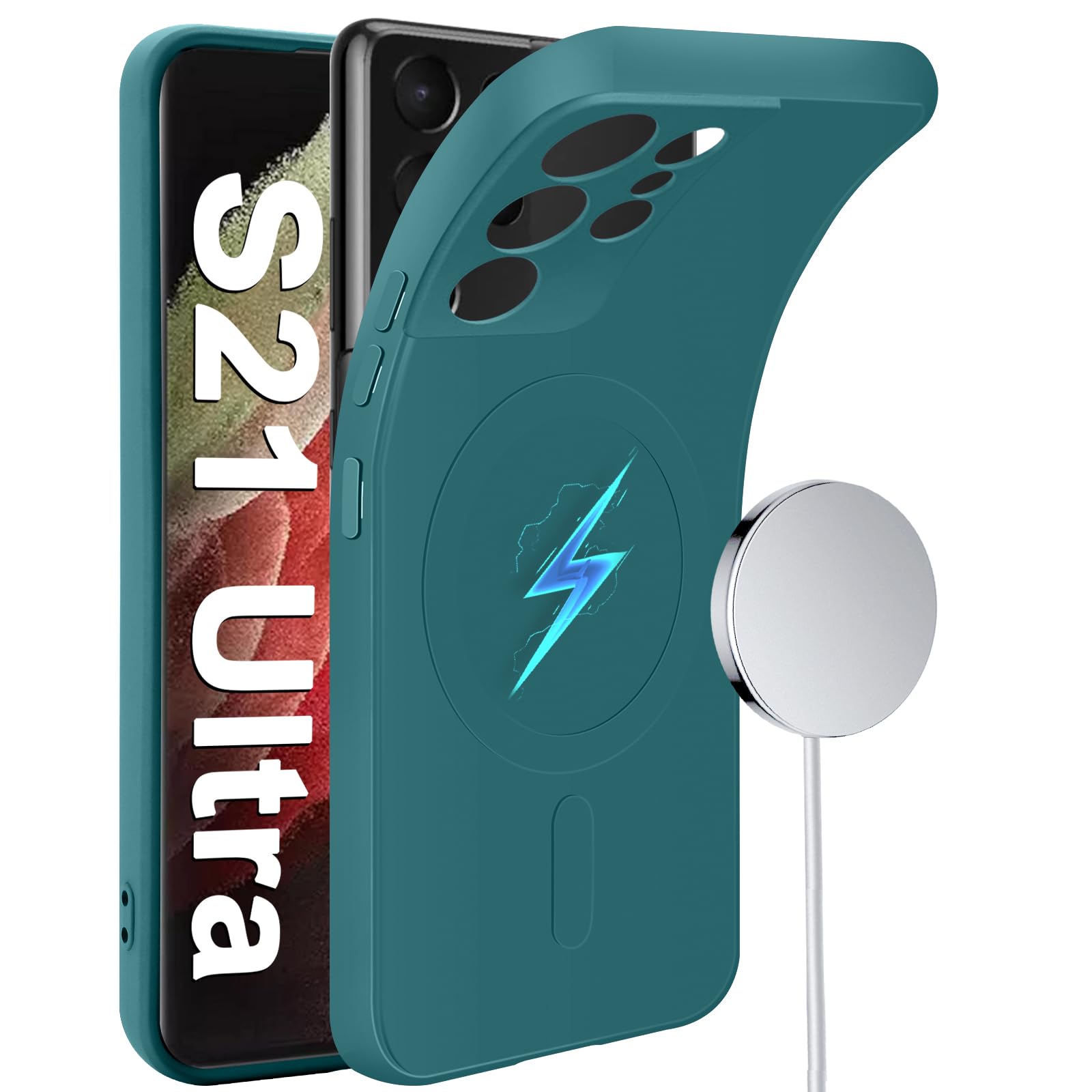Coque Samsung S21 Ultra MagSafe anti-rayures douce vert - 8