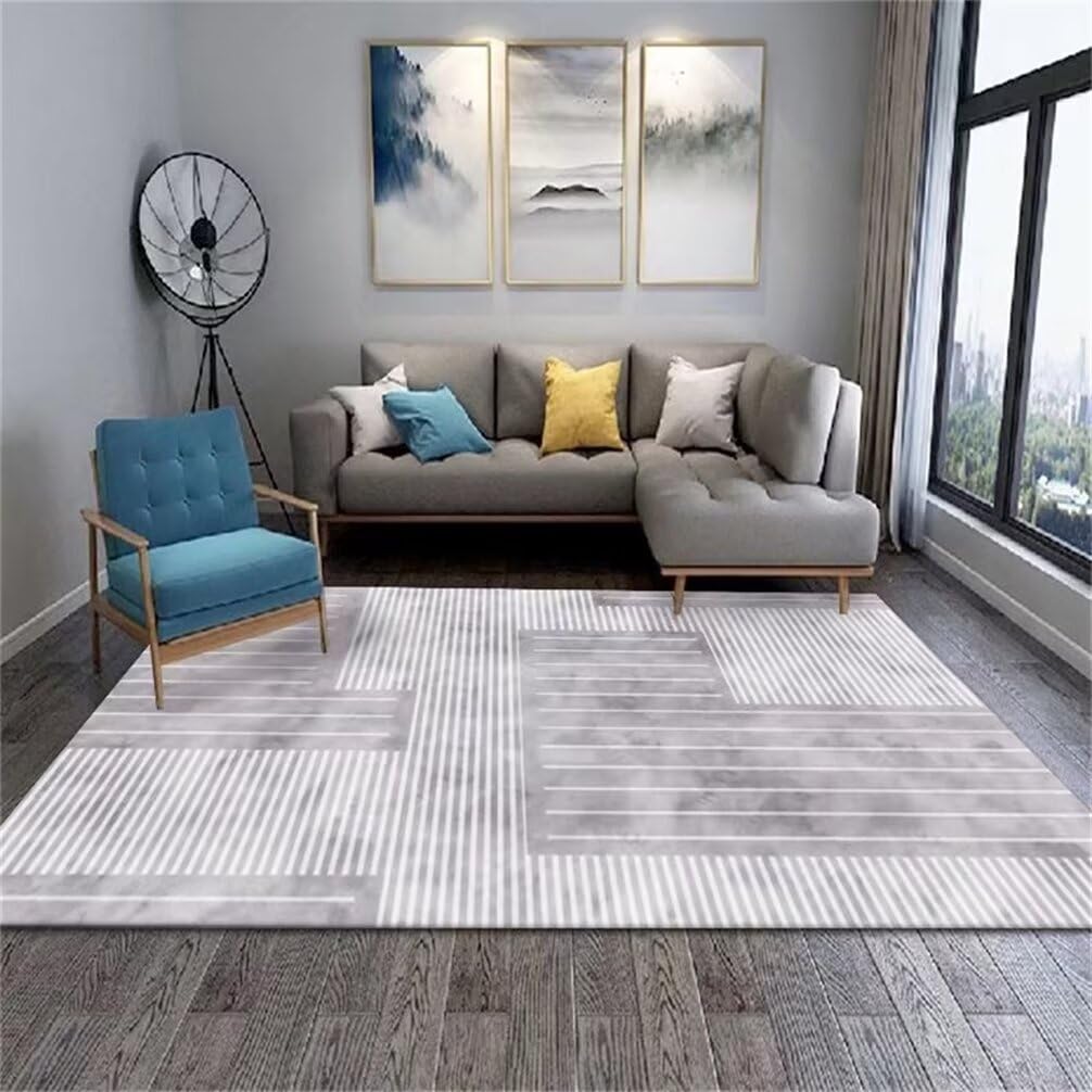 Tapis design salon moderne gris 120x170 lavable pour chambre ado cosy