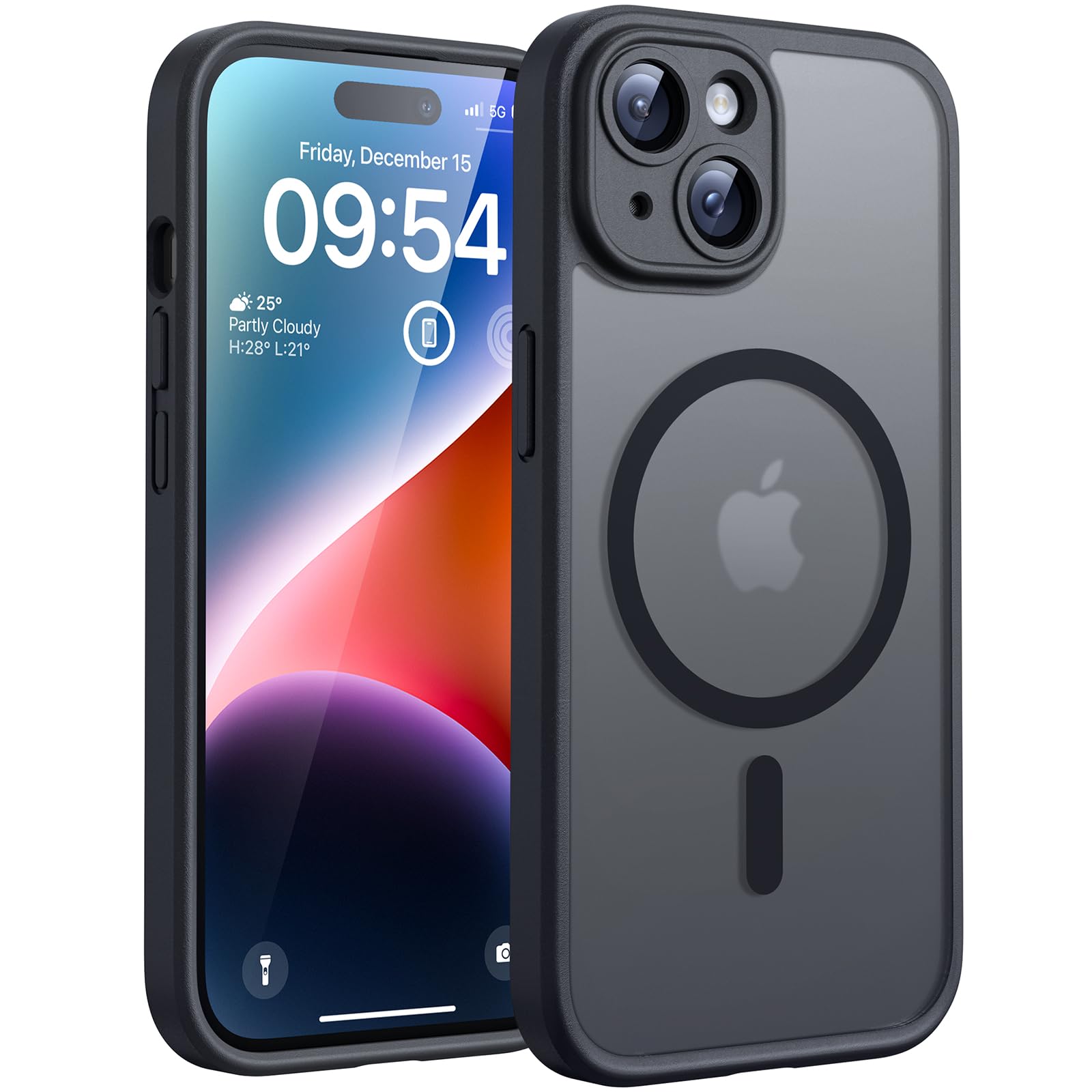 TOCOL Magnetic for iPhone 14 Case, Upgraded Full Camera Protection, Fit for MagSafe, Rugged Phone Case for iPhone 14 6.1 Inch, Drop Protection, Anti-Scratch, Black