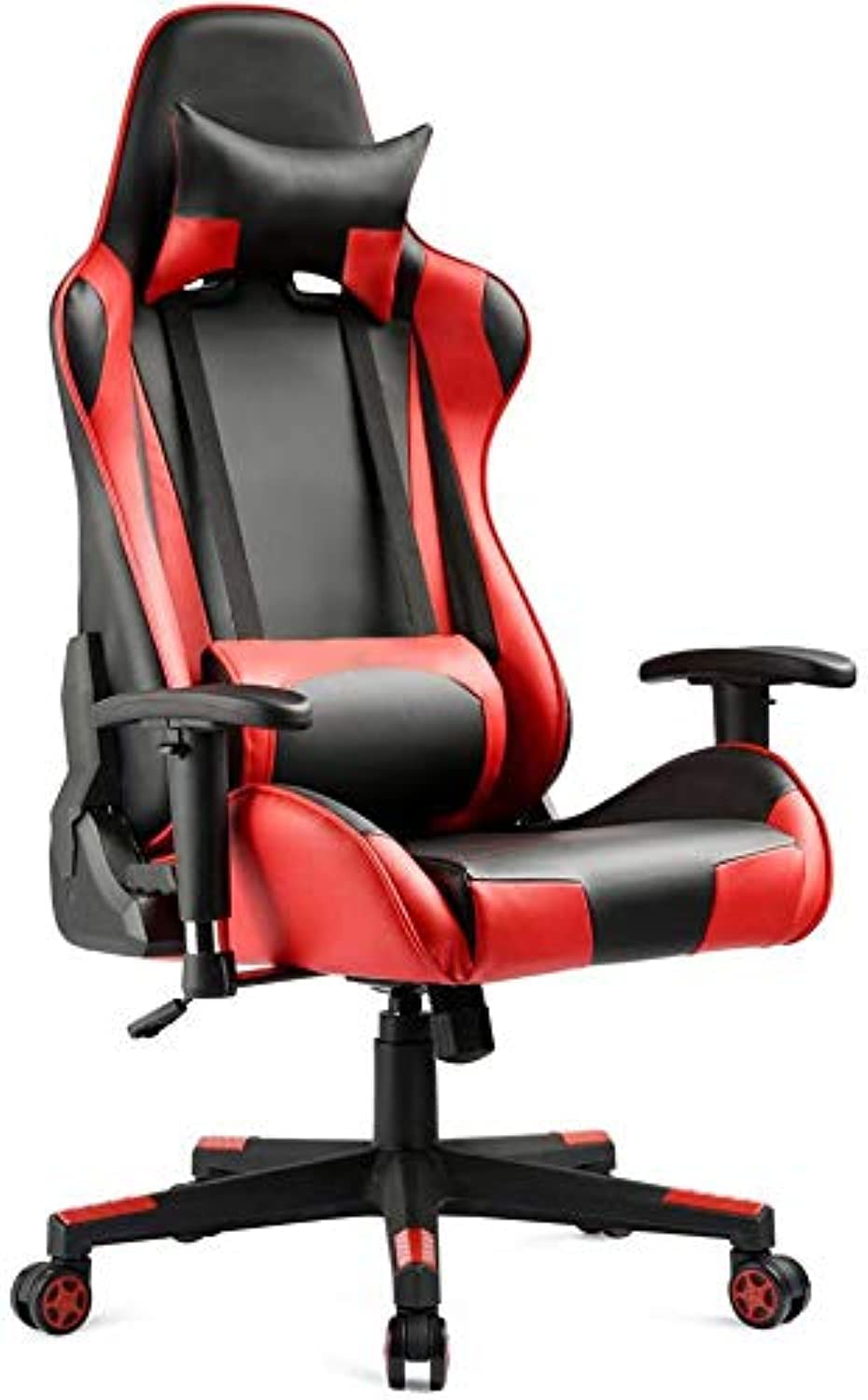 AWF AL WADI FURNITURE® Heavy Duty Gaming Chair Racing Computer Office Chair High back Swivel Desk Chair with Adjusting Headrest and Lumbar Support (Red/Black)