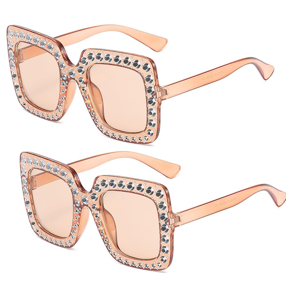 Mu MianhuaRhinestone Sunglasses Square Unisex Bling Diamond Glasses, Oversized Rectangle Sunglasses for Men Women Girls Dresses up Clothing Accessories Sunglasses, Pink