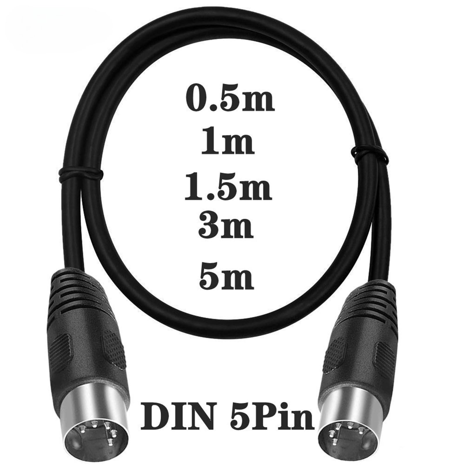 0,5 m 1 m 1,5 m 3 m 5 m 90 stopni MIDI DIN 5PIN męski na męski 5