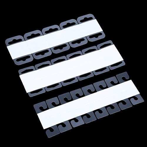 Miniatura 6 de SnowTing 120 ganchos de plástico autoadhesivos para colgar tarjetas de exhibición para tienda minorista, listones de pared, gancho en J y ranuras