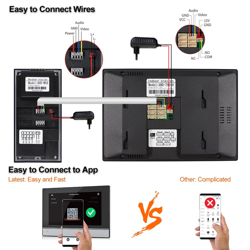 WiFi Video Sistema Citofono 1080P HD Campanello Telecamera IR Visione Notturna con 2 Monitors a 7 Pollici per 2 Case/Appartamenti, Audio a 2 Vie, Registrazione, APP Tuya Smart