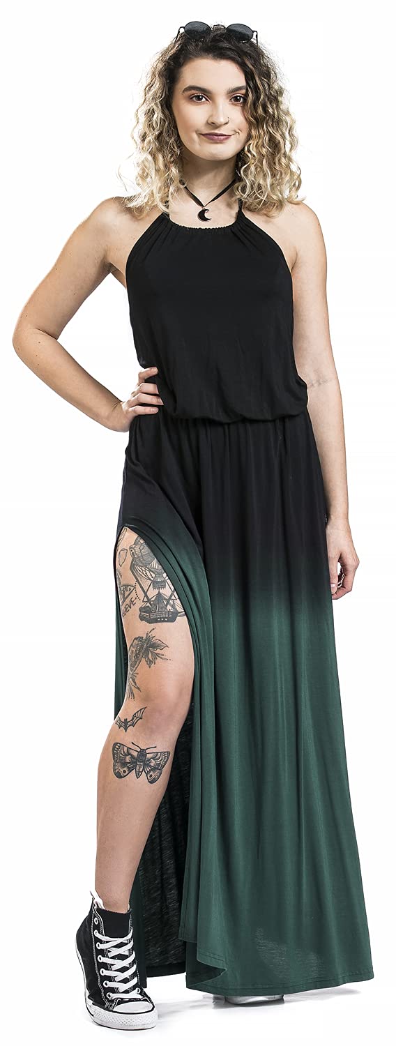 Black Premium by EMP Mujer Vestido Negro-Verde con Degradado de Color