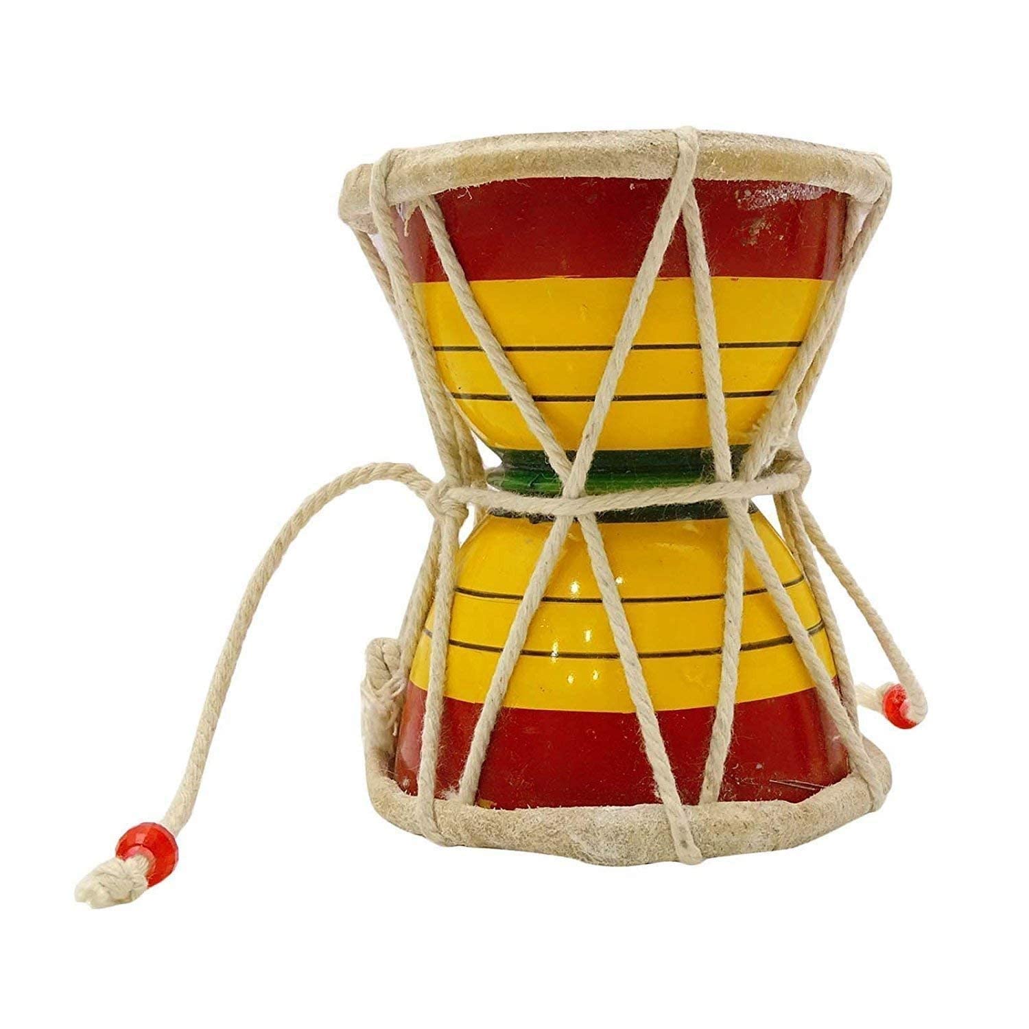 4 Inch Handmade Miniature Musical Instruments Shiv Damru Damroo for Kids Or Decorative Showpiece Gift-image-36