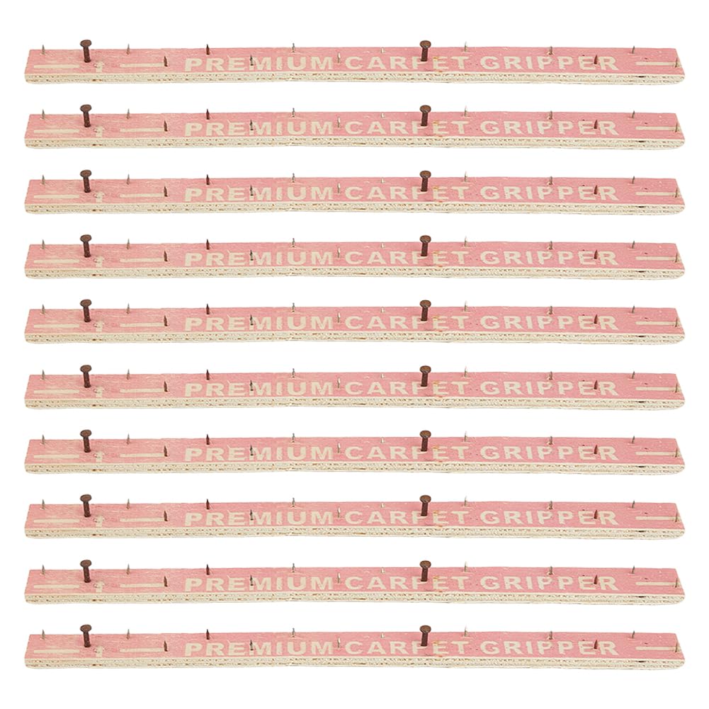 SUPERFINDINGS 10PCS Carpet Tack Strips with Nails 12.1x0.8inch Wood Tufting Frame Tacks Strip Plywood Nailing Strip Tufting Tack Strips with Nails for Subfloor Stairs Rug Gripper Strip