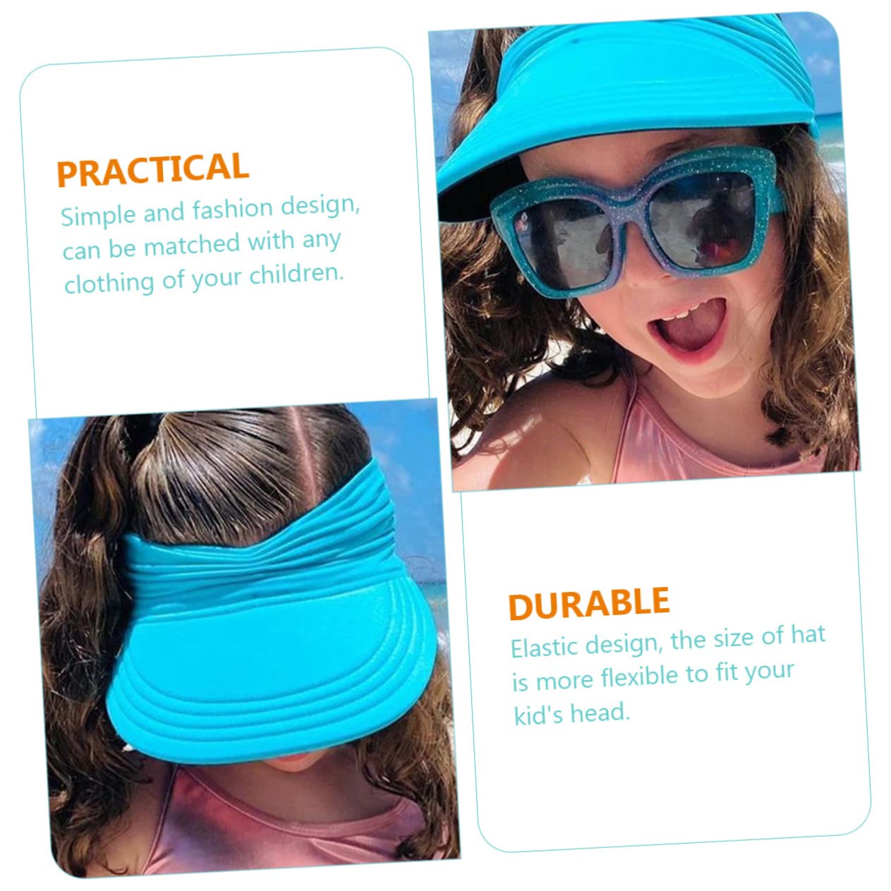 KOMBIUDA 4pezzi Cappello Sole Estivo per Ragazzo Ragazza con Visiera Larga Cappello da Spiaggia e Traspirante Protezione UV per attività all Aperto Adatto Viaggi e Vacanze Lago Taglia Anni