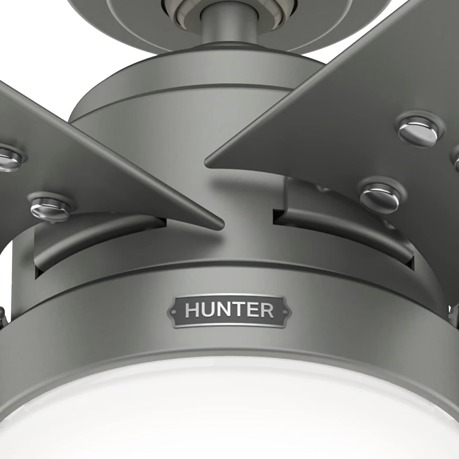 Hunter Fan 52 Inch Casual Matte Silver Finish Outdoor Ceiling Fan with LED Light Kit and Pull Chain (Renewed)