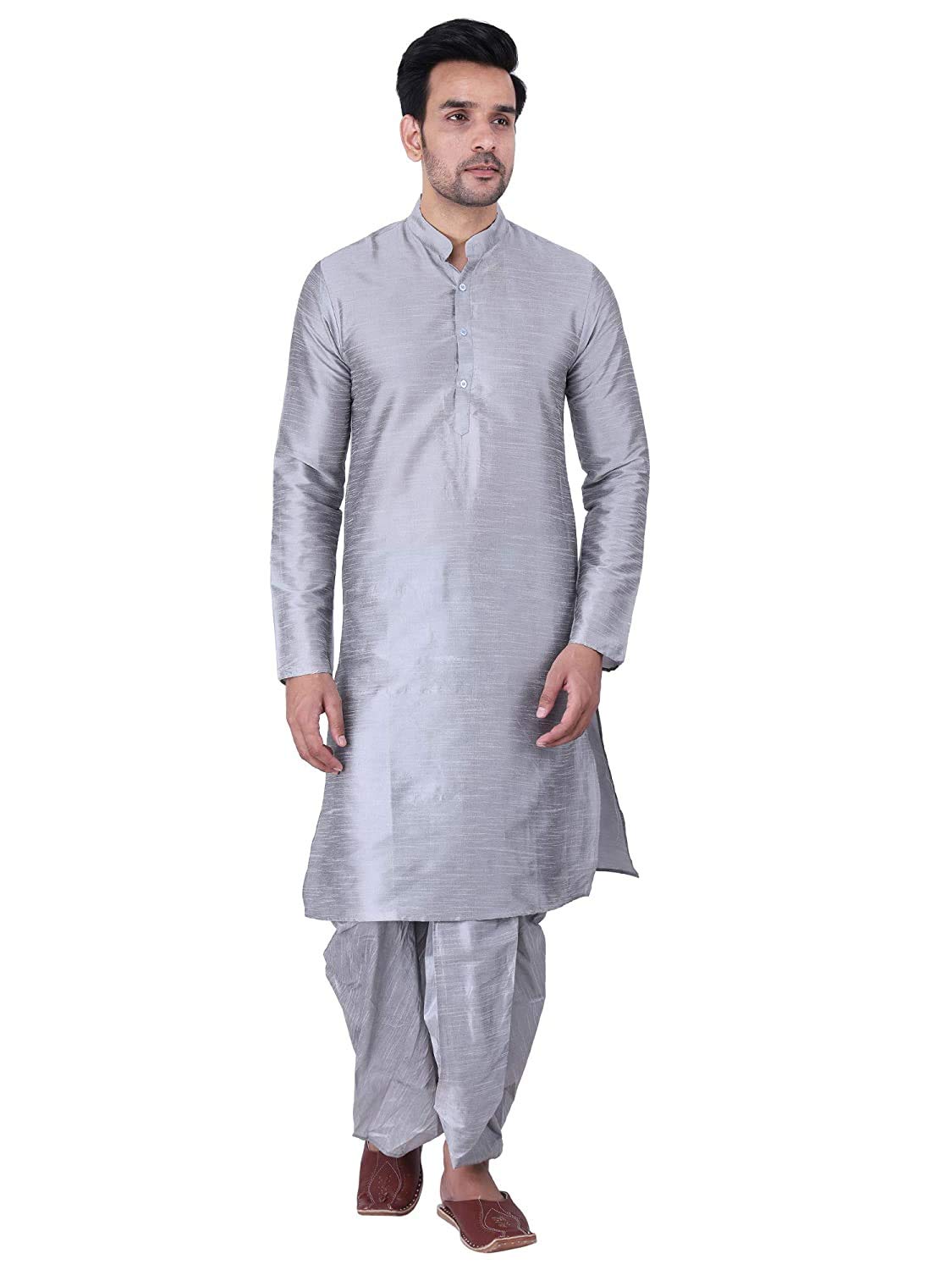 Mens Silk Blend Kurta Dhoti Set-image-45
