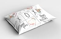 Vista 2 de Ambesonne Funda de almohada Xo, Love You Hugs Kisses, acuarela salpicaduras, corazón, arte de San Valentín, funda de almohada decorativa