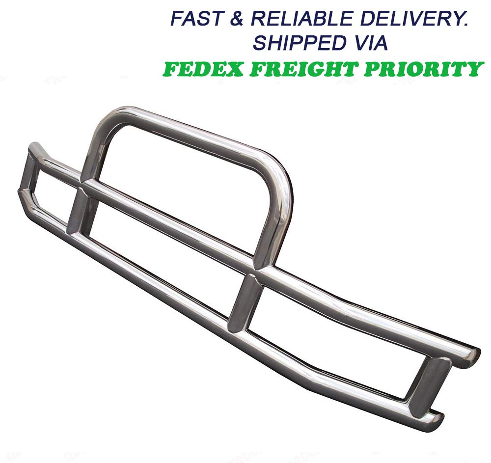 QSC Truck Parts Polished 304 Stainless Steel Deer Bumper Guard w/Bracket for Kenworth T680 13-21